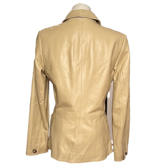 Dana Buchman Lambskin Blazer Two Pockets Fully Lined Tan/Light Beige  6 - Picture 4 of 14